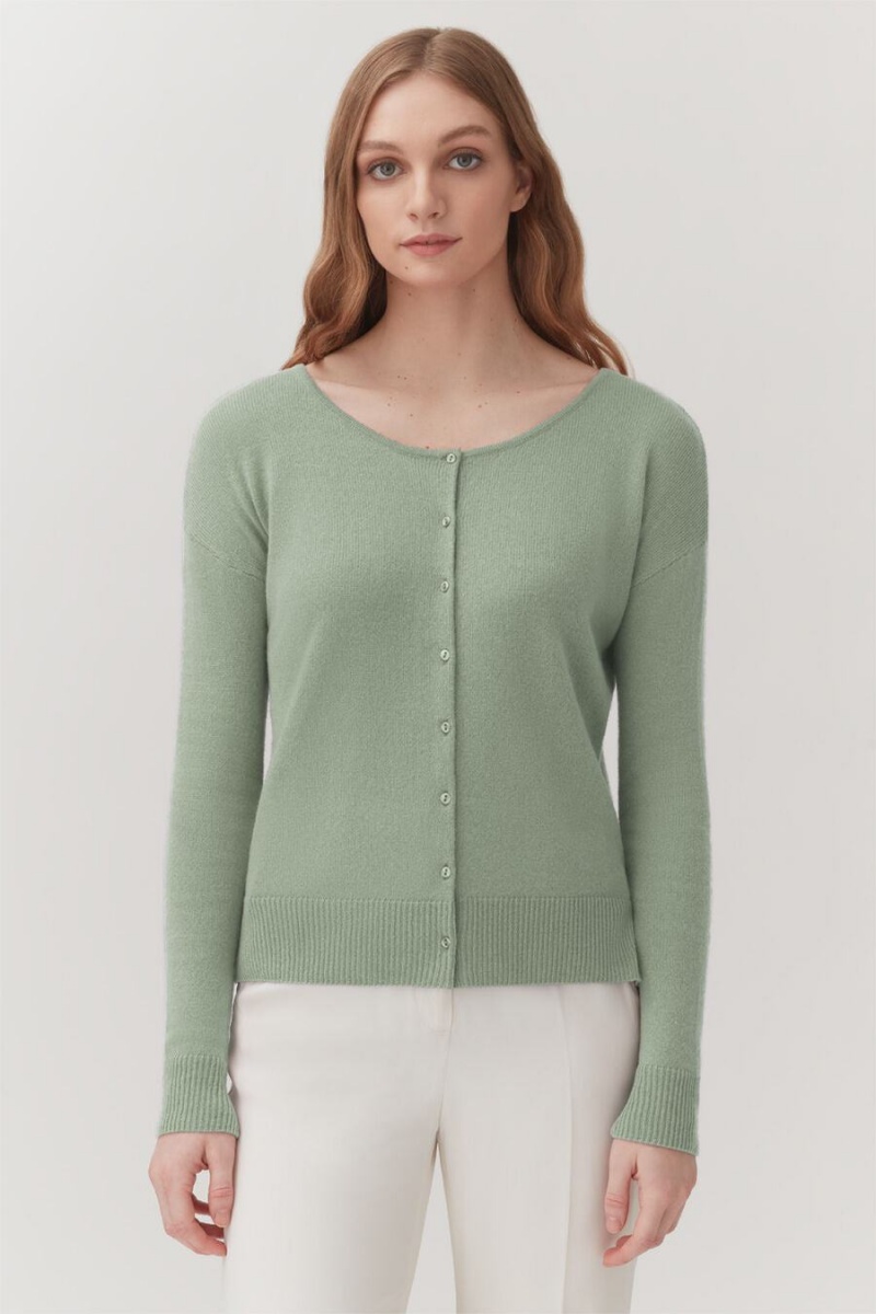 Cárdigan Cuyana Single-Origin Cashmere Mujer Verde | EPA4261RC
