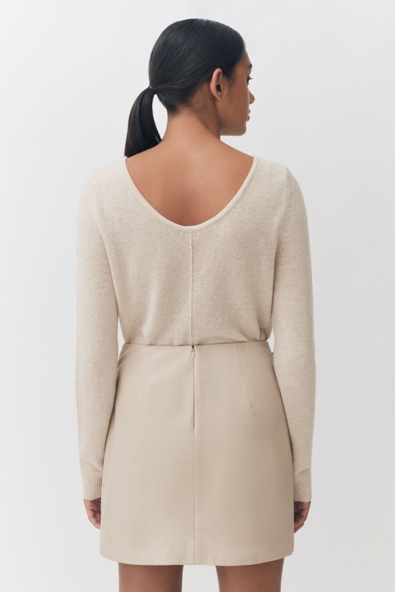 Falda Cuyana Cuero Paneled Mini Mujer Creme Blancas | HVJ2315ZU