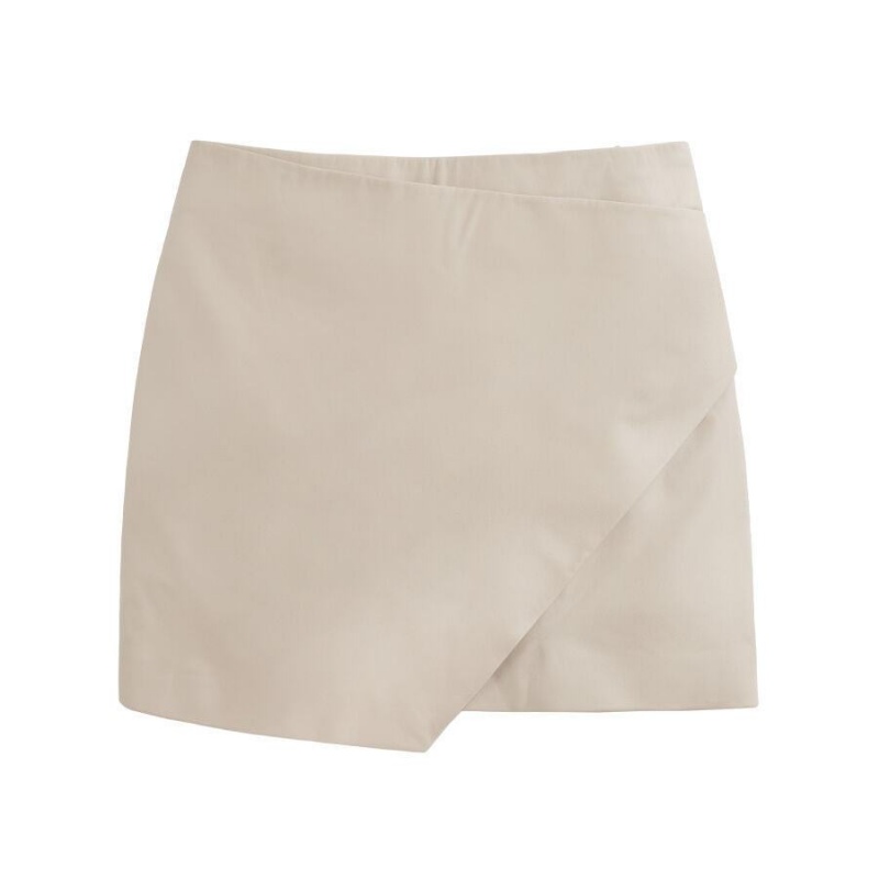 Falda Cuyana Cuero Paneled Mini Mujer Creme Blancas | HVJ2315ZU