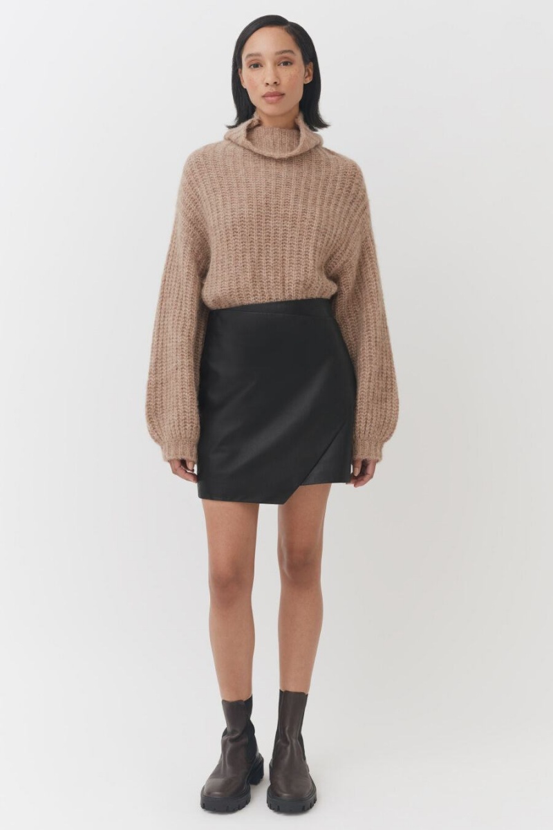 Falda Cuyana Cuero Paneled Mini Mujer Negras | BSL2010OD