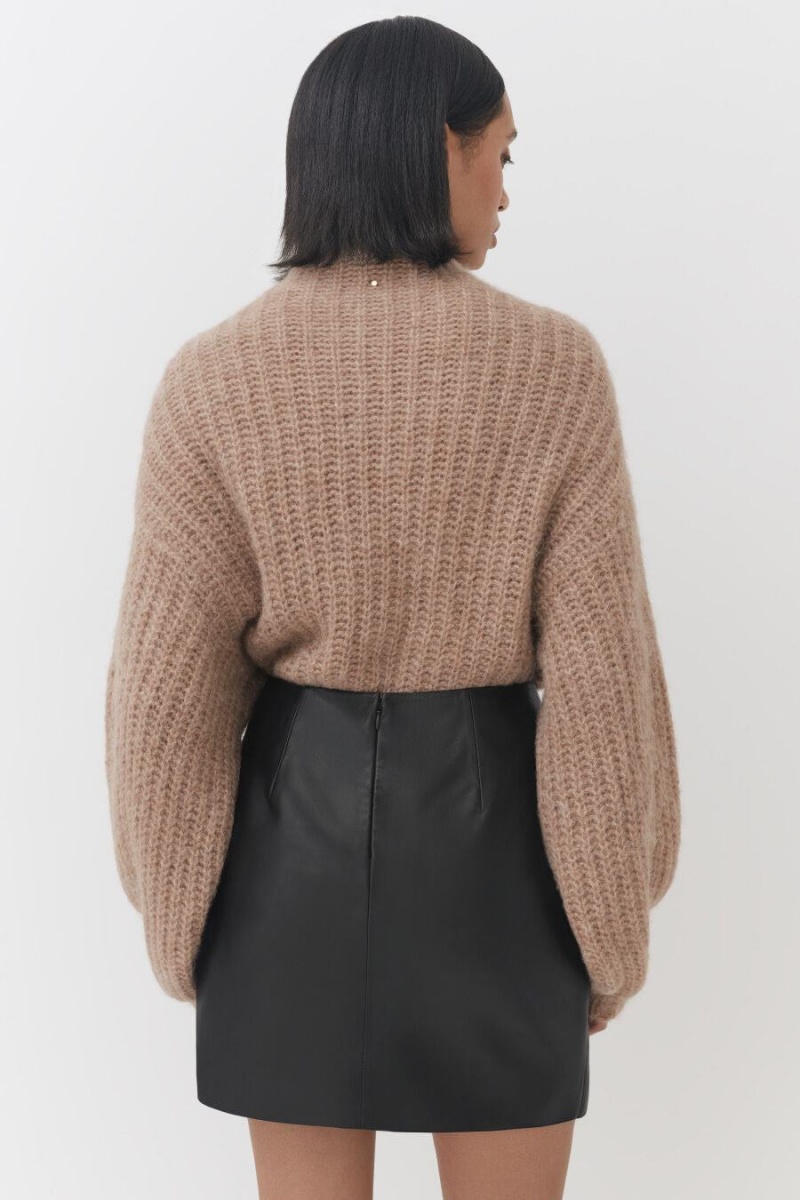 Falda Cuyana Cuero Paneled Mini Mujer Negras | BSL2010OD