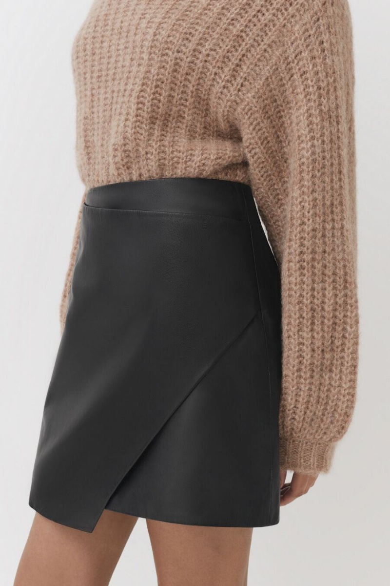 Falda Cuyana Cuero Paneled Mini Mujer Negras | BSL2010OD