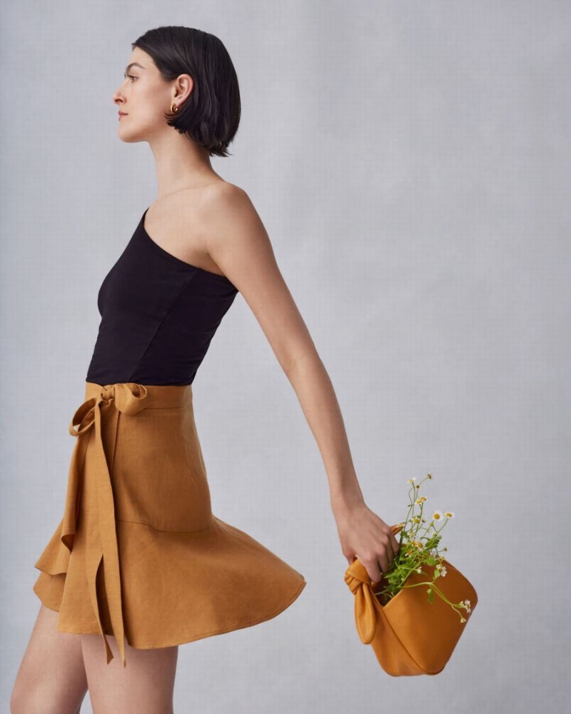 Falda Cuyana Linen Wrap Mini Mujer Naranjas | XQU2580EW
