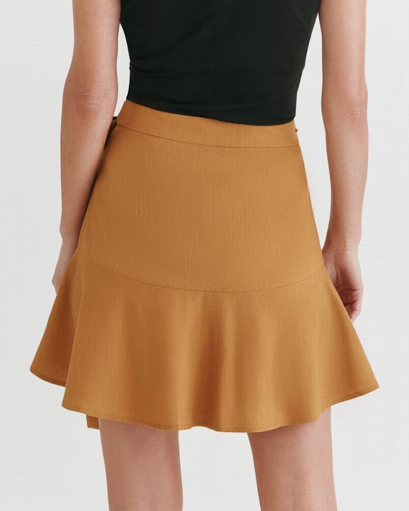 Falda Cuyana Linen Wrap Mini Mujer Naranjas | XQU2580EW