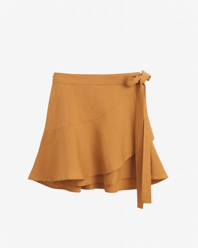Falda Cuyana Linen Wrap Mini Mujer Naranjas | XQU2580EW