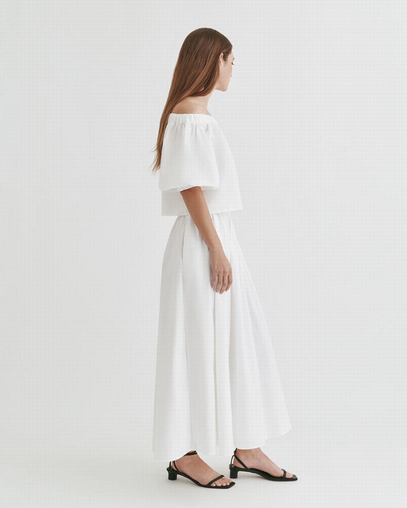 Falda Cuyana Poplin Gathered Mujer Blancas | BDE2115KE