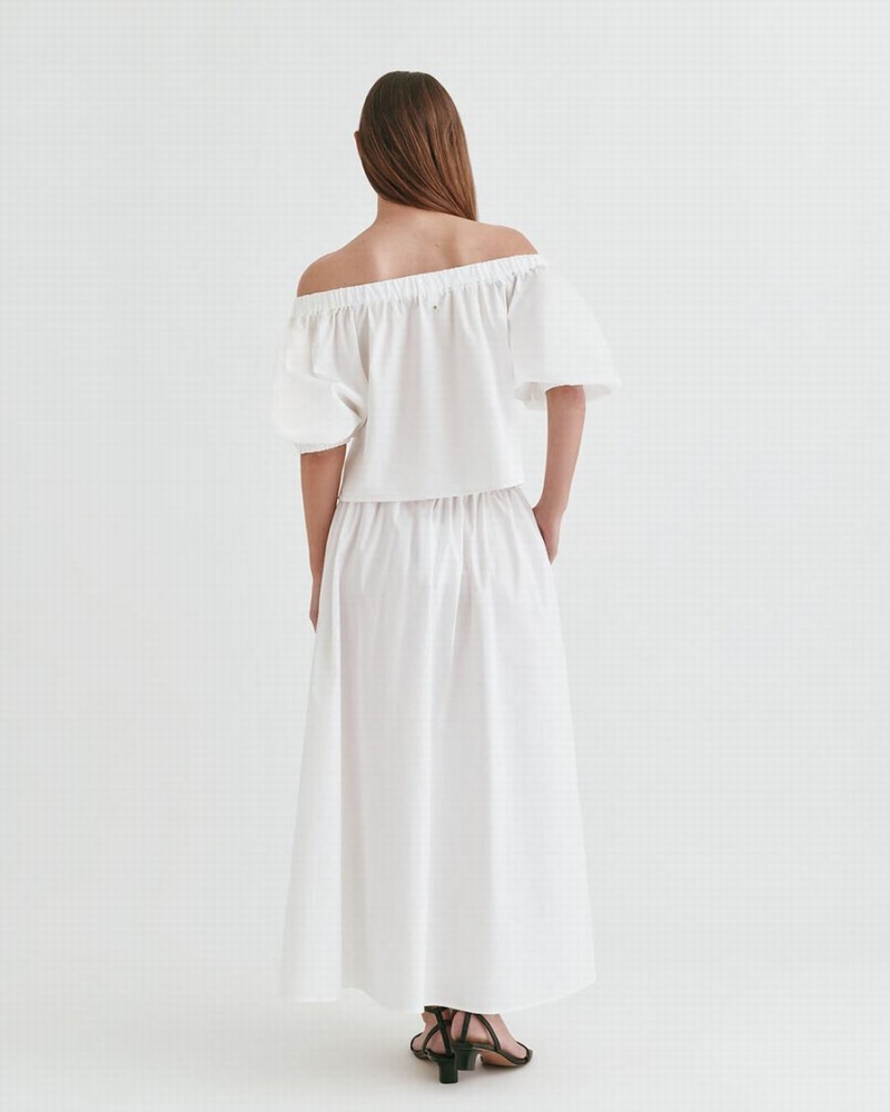 Falda Cuyana Poplin Gathered Mujer Blancas | BDE2115KE