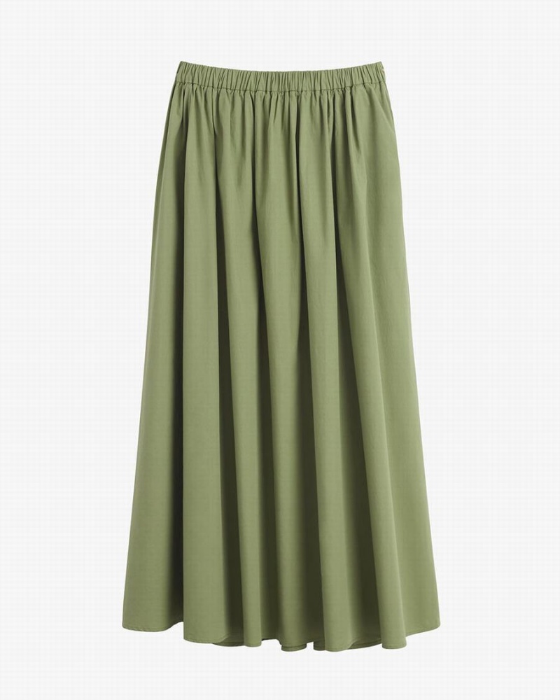 Falda Cuyana Poplin Gathered Mujer Verde | ZYF5093EZ