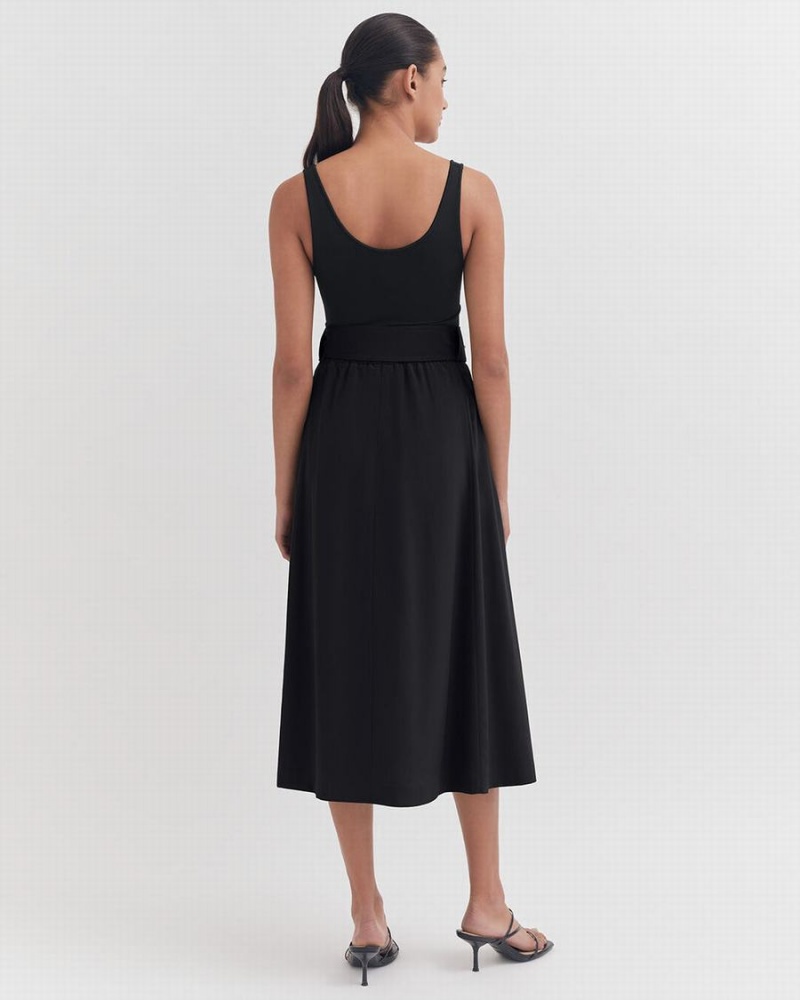 Falda Cuyana Silk Belted Midi Mujer Negras | GZW9178AD