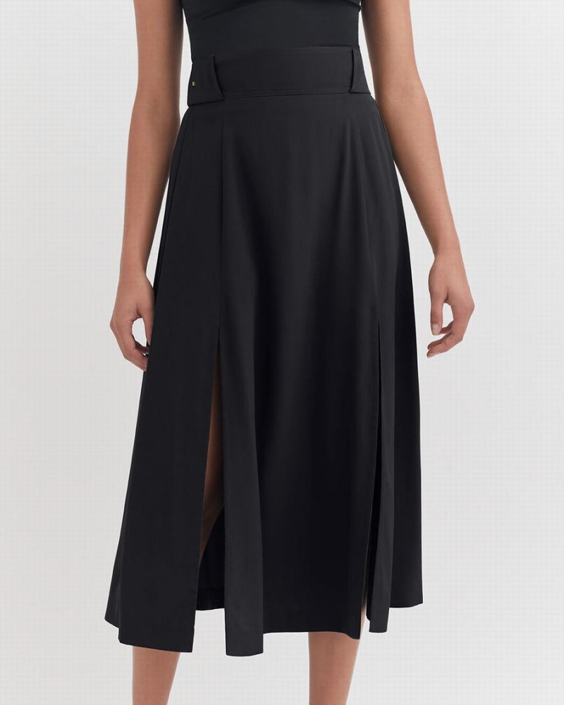 Falda Cuyana Silk Belted Midi Mujer Negras | GZW9178AD