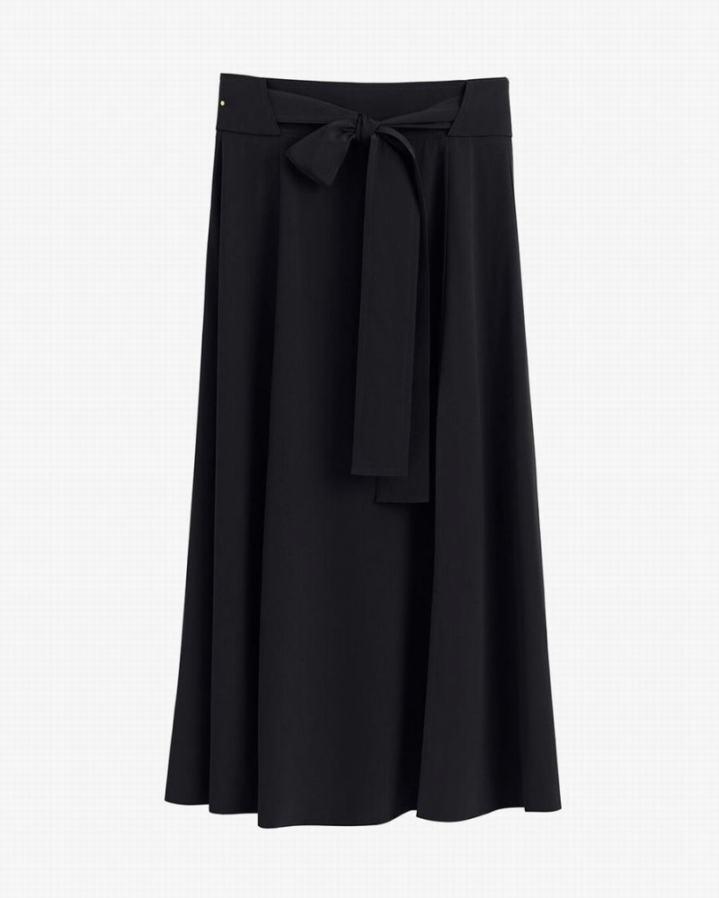 Falda Cuyana Silk Belted Midi Mujer Negras | GZW9178AD