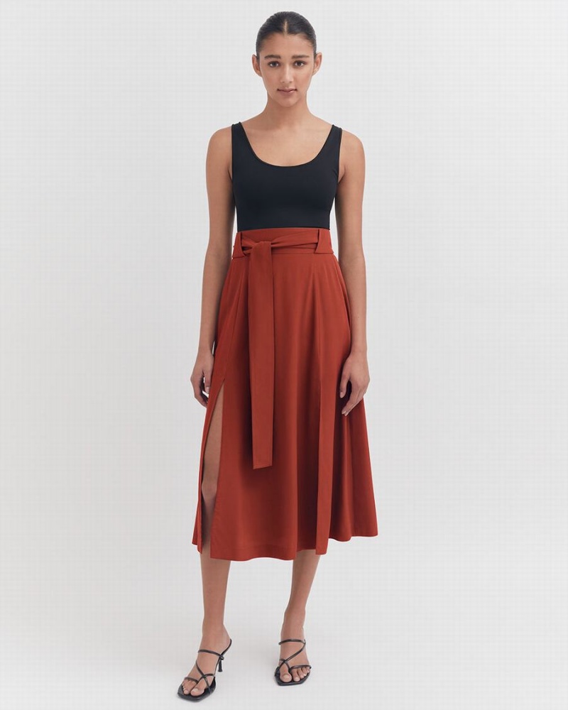 Falda Cuyana Silk Belted Midi Mujer Rojas | JWG10074UZ