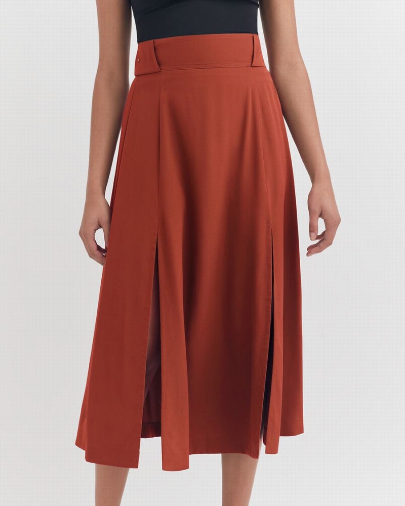 Falda Cuyana Silk Belted Midi Mujer Rojas | JWG10074UZ