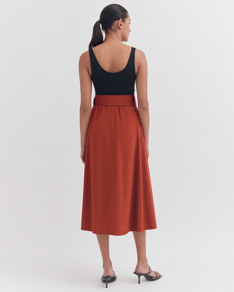 Falda Cuyana Silk Belted Midi Mujer Rojas | JWG10074UZ