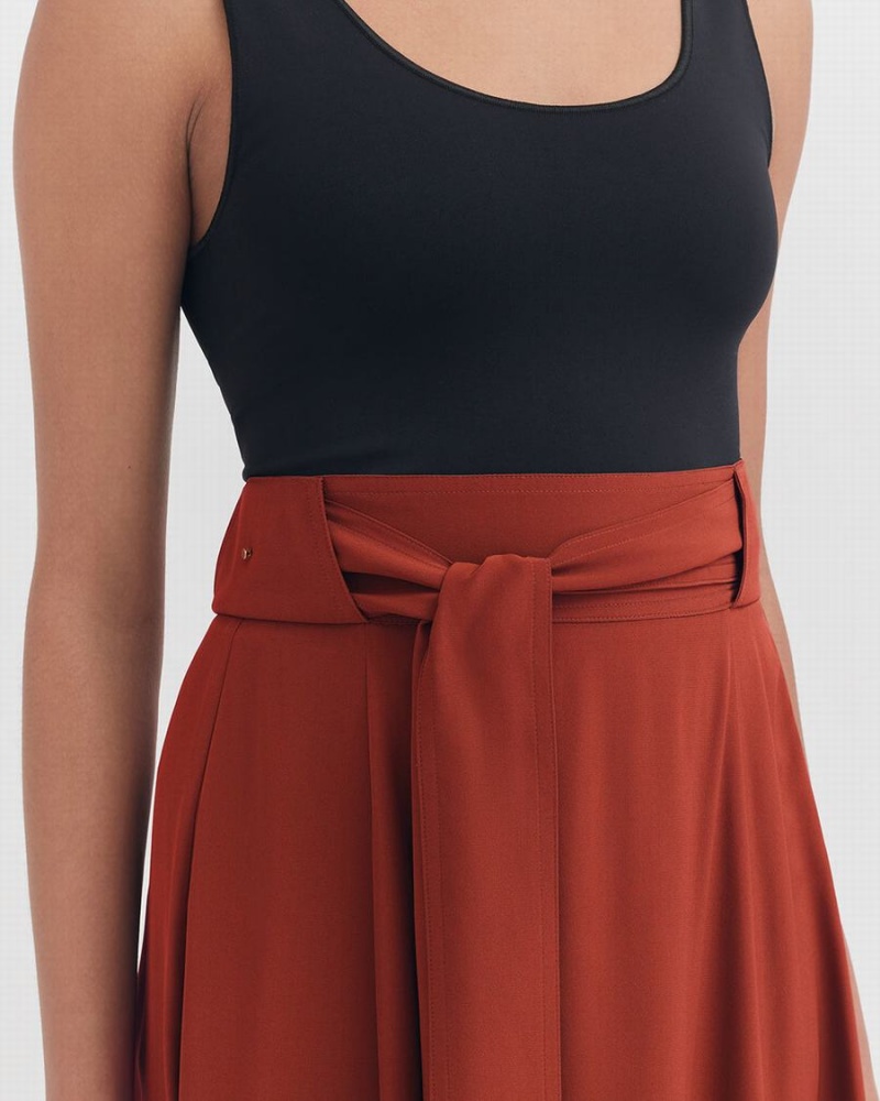 Falda Cuyana Silk Belted Midi Mujer Rojas | JWG10074UZ
