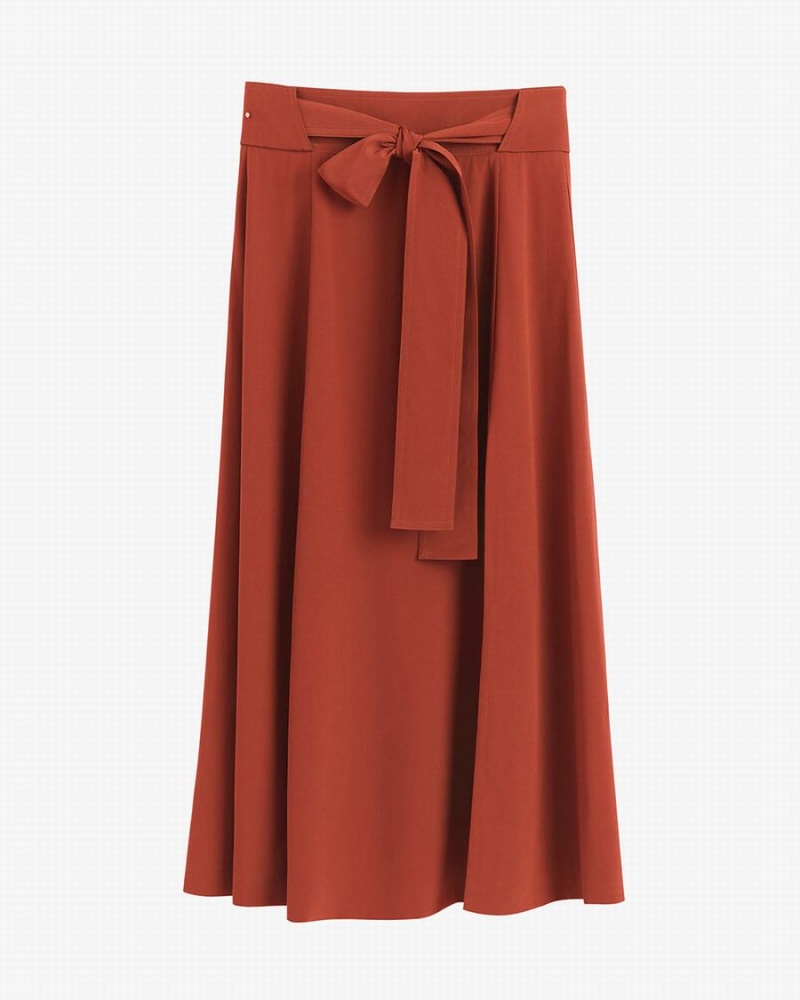 Falda Cuyana Silk Belted Midi Mujer Rojas | JWG10074UZ