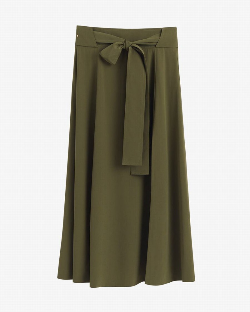 Falda Cuyana Silk Belted Midi Mujer Verde Oscuro | GVV9029RK