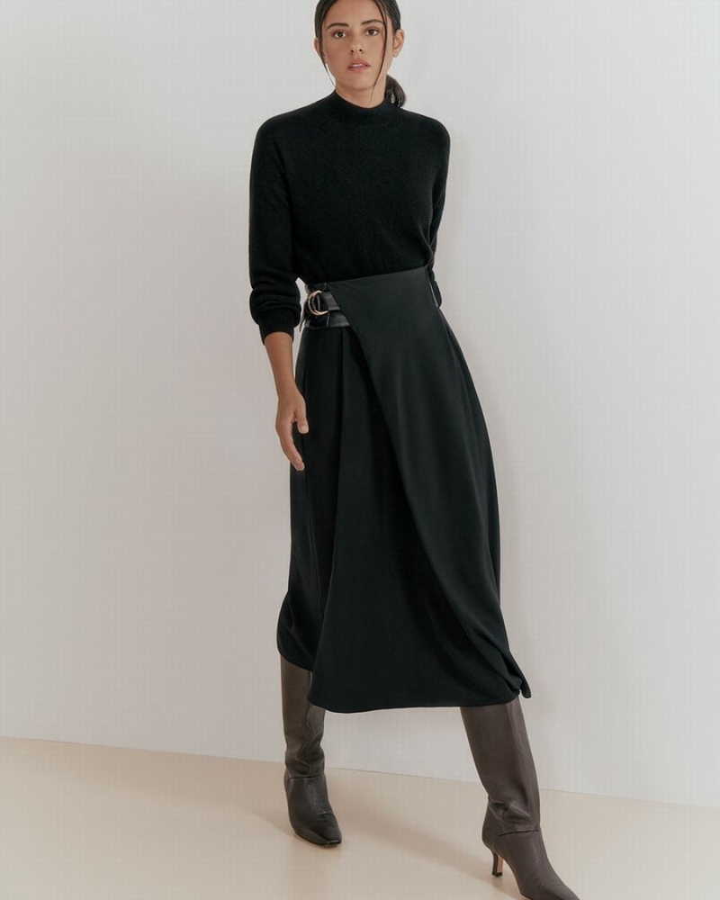 Falda Cuyana Silk Draped Mujer Negras | IWH955PH