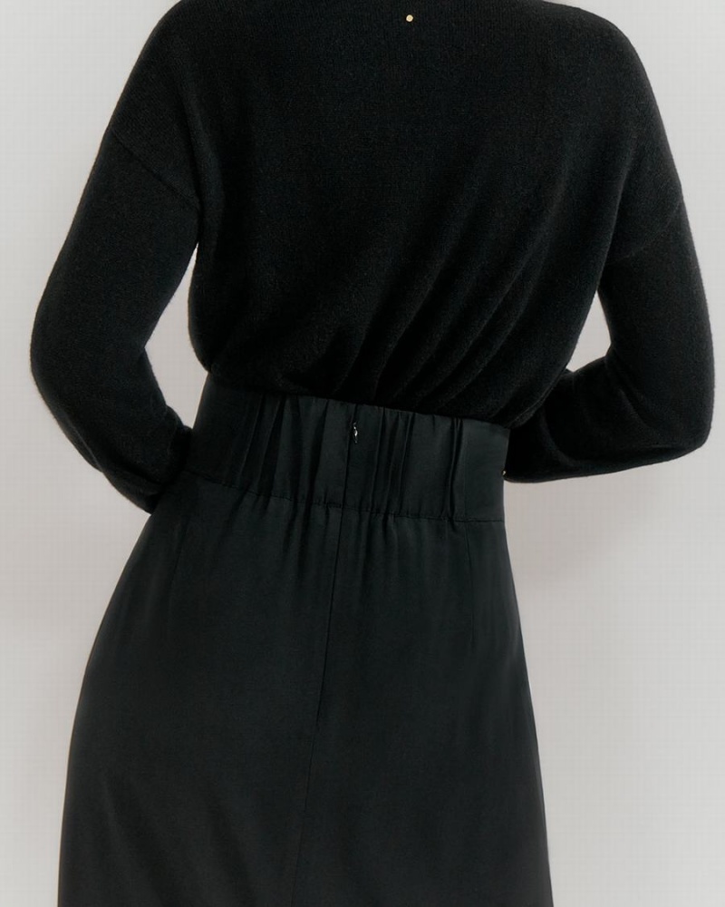 Falda Cuyana Silk Draped Mujer Negras | IWH955PH