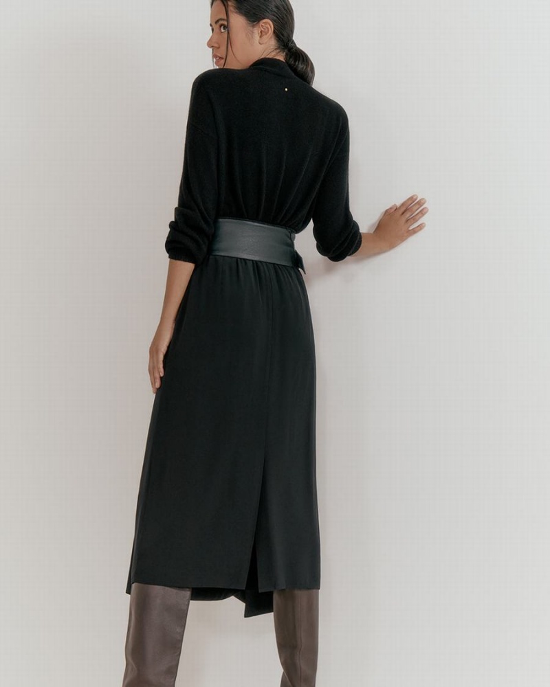 Falda Cuyana Silk Draped Mujer Negras | IWH955PH