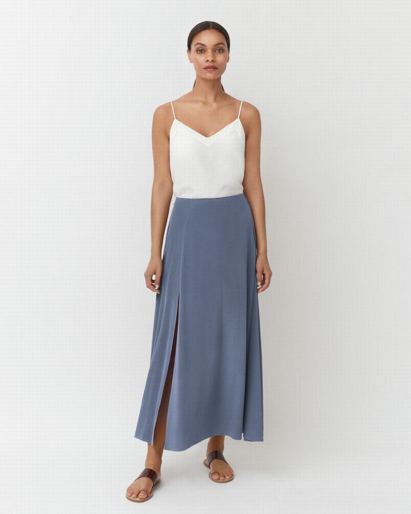 Falda Cuyana Washable Silk Maxi Mujer Azules | YWM5324SU