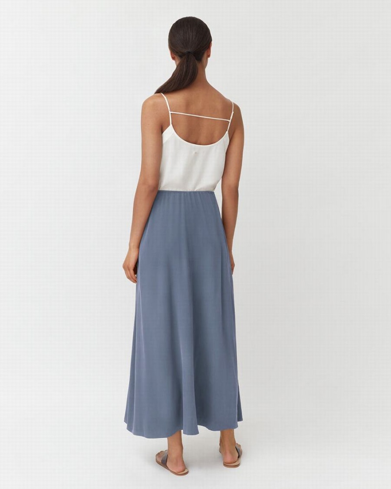 Falda Cuyana Washable Silk Maxi Mujer Azules | YWM5324SU