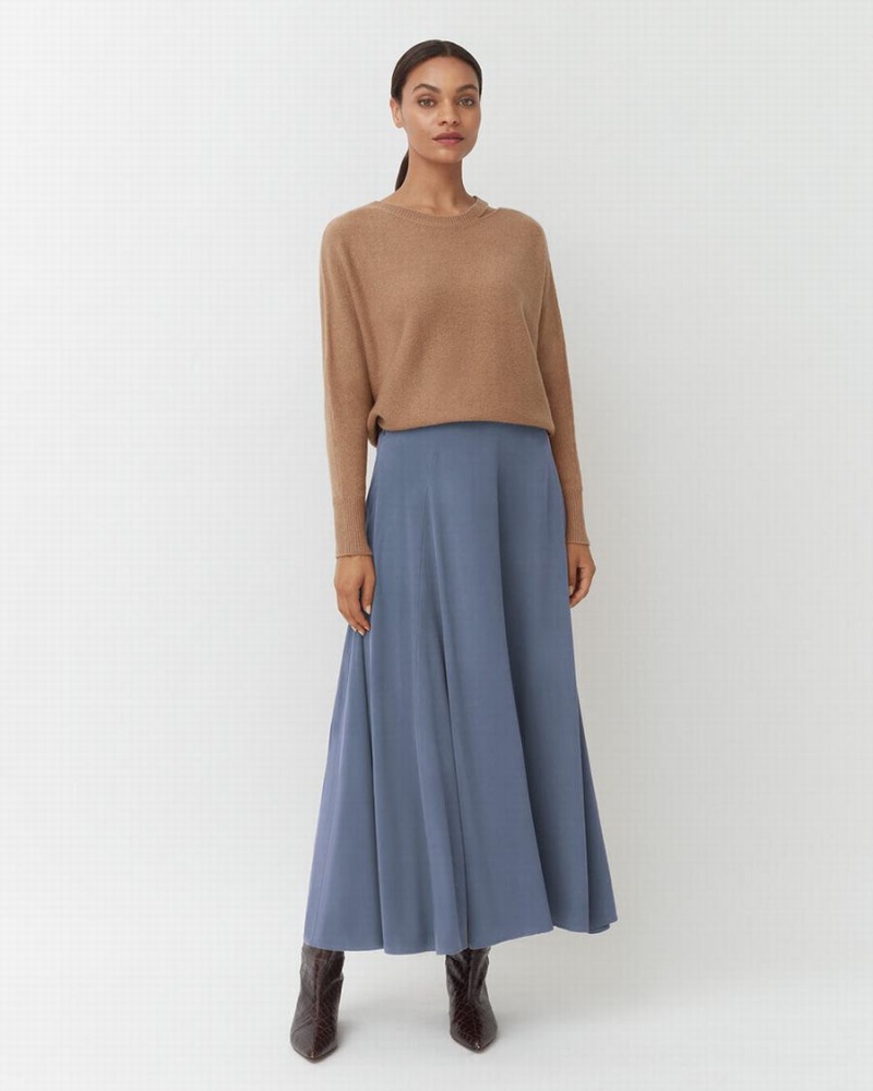 Falda Cuyana Washable Silk Maxi Mujer Azules | YWM5324SU