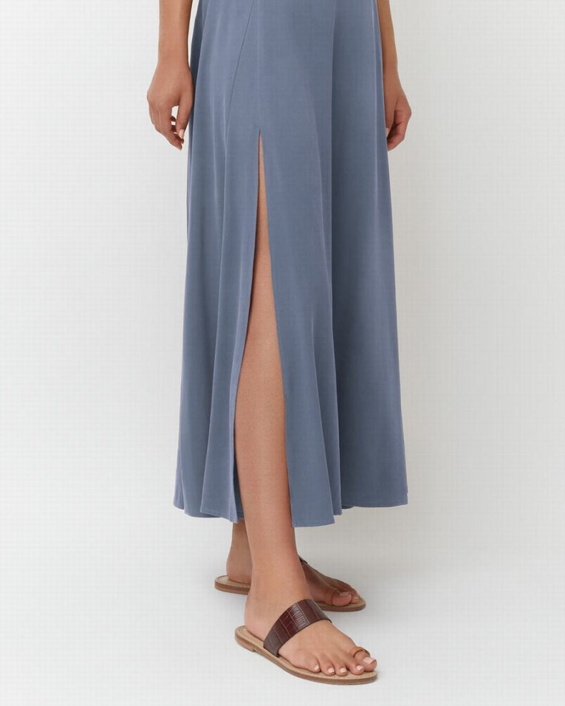 Falda Cuyana Washable Silk Maxi Mujer Azules | YWM5324SU