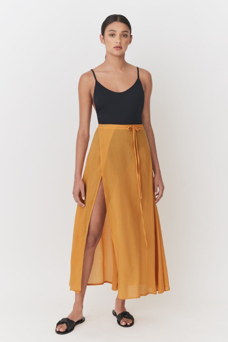 Falda Cuyana Wrap Maxi Cover Up Mujer Amarillo | WET2892QH