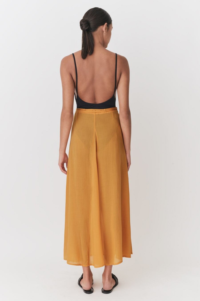 Falda Cuyana Wrap Maxi Cover Up Mujer Amarillo | WET2892QH