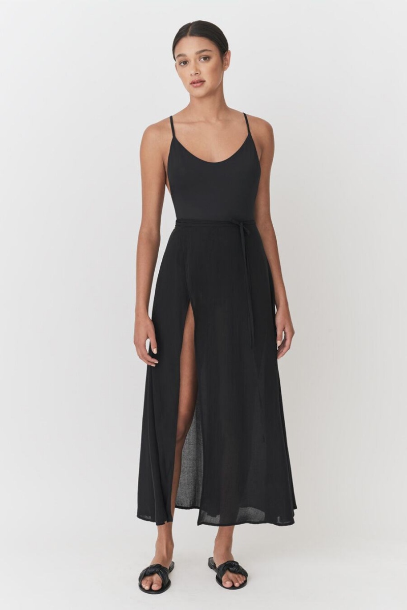 Falda Cuyana Wrap Maxi Cover Up Mujer Negras | BAR612EB