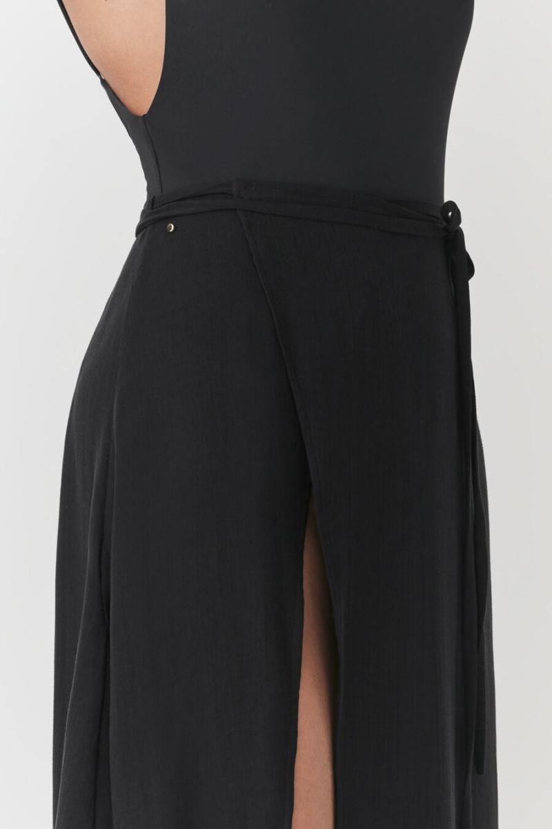 Falda Cuyana Wrap Maxi Cover Up Mujer Negras | BAR612EB