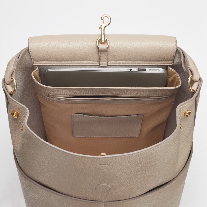Mochilas Cuyana Cuero Mujer Gris | TXQ841PN