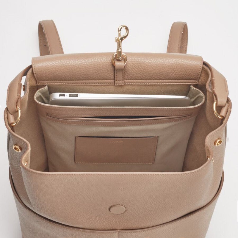 Mochilas Cuyana Cuero Mujer Kaki | WJL6964GD