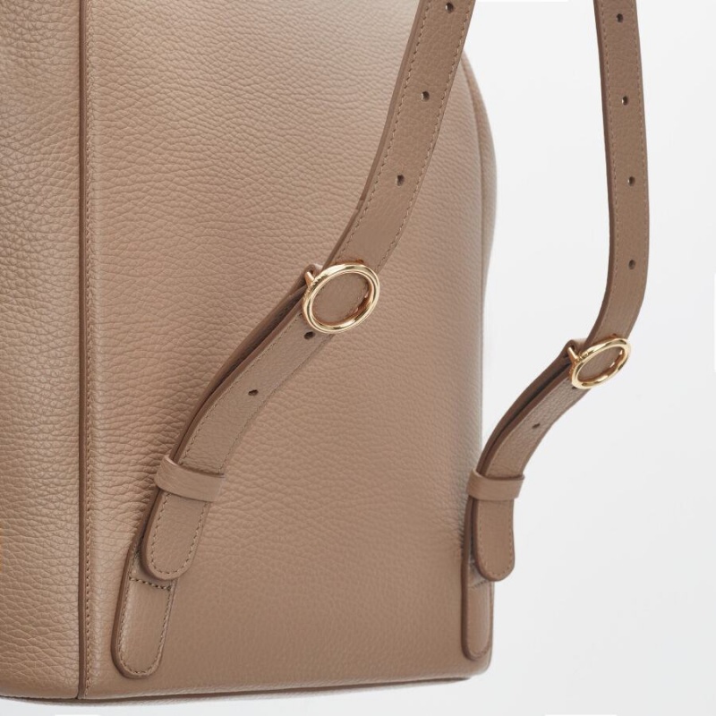 Mochilas Cuyana Cuero Mujer Kaki | WJL6964GD