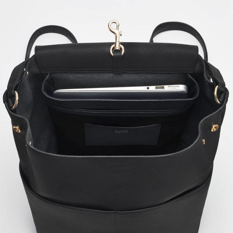Mochilas Cuyana Cuero Mujer Negras | GTE3586ZA