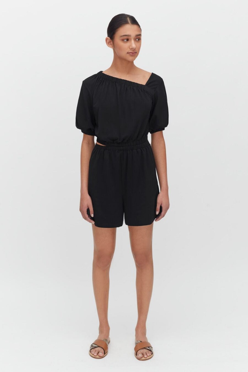 Mono Cuyana Gathered Front Mujer Negras | FTQ535HR