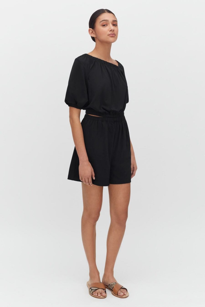 Mono Cuyana Gathered Front Mujer Negras | FTQ535HR