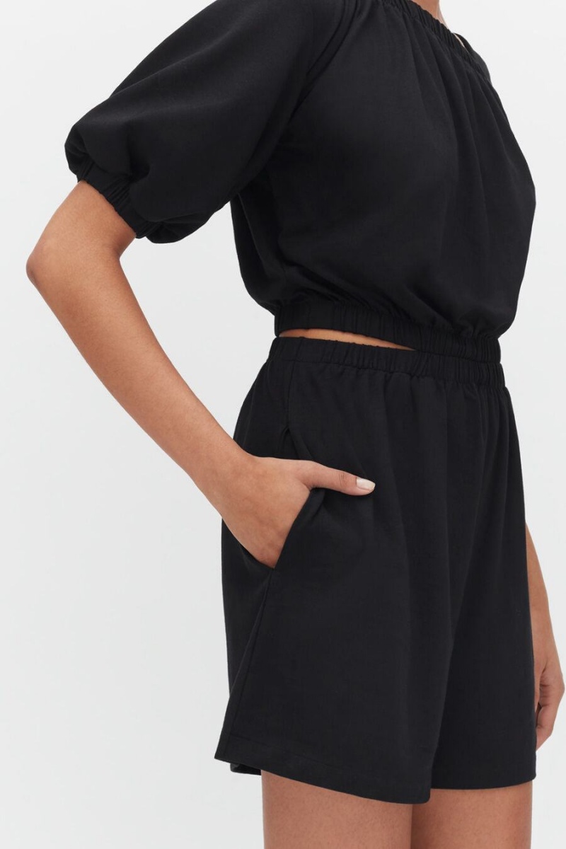 Mono Cuyana Gathered Front Mujer Negras | FTQ535HR