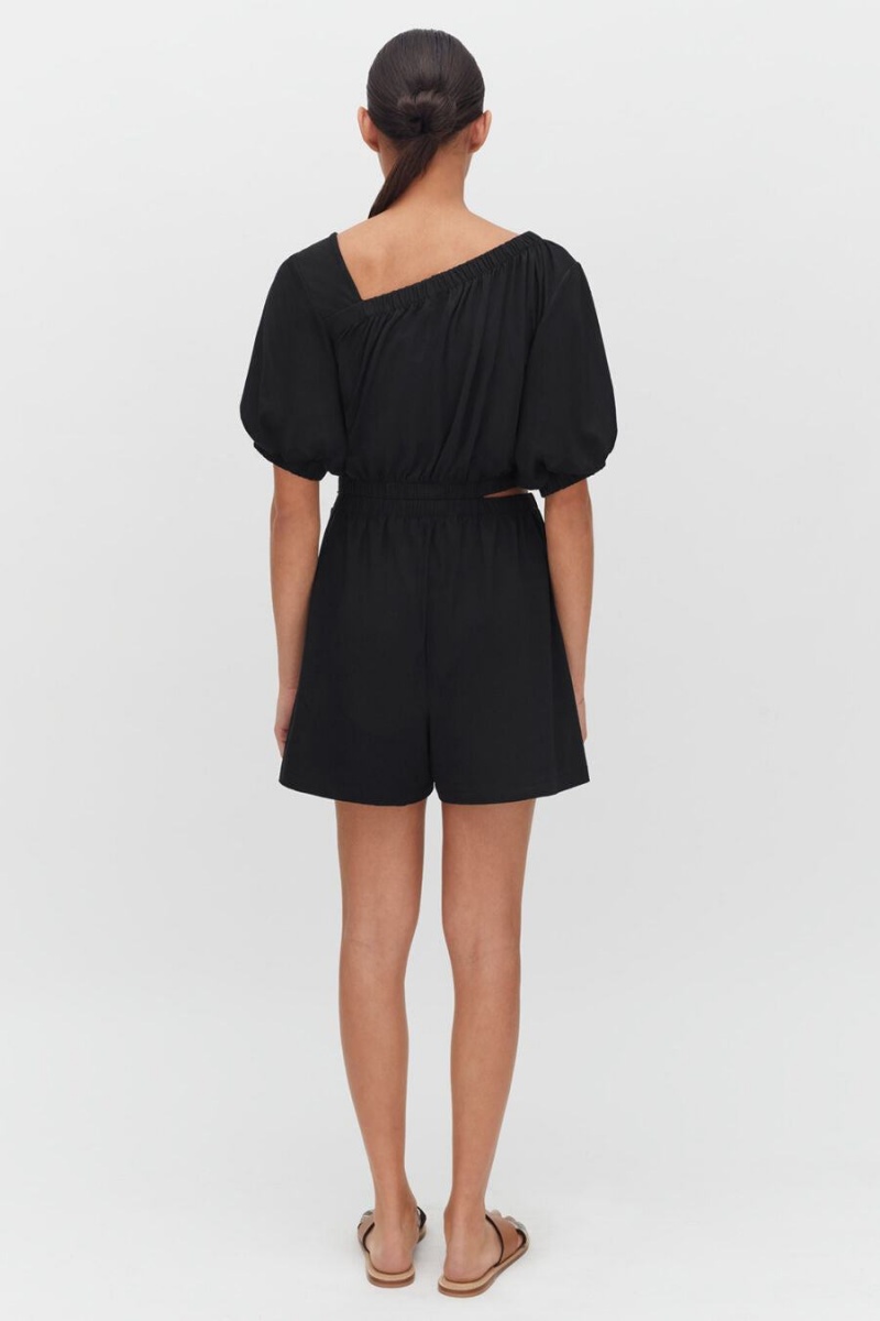 Mono Cuyana Gathered Front Mujer Negras | FTQ535HR