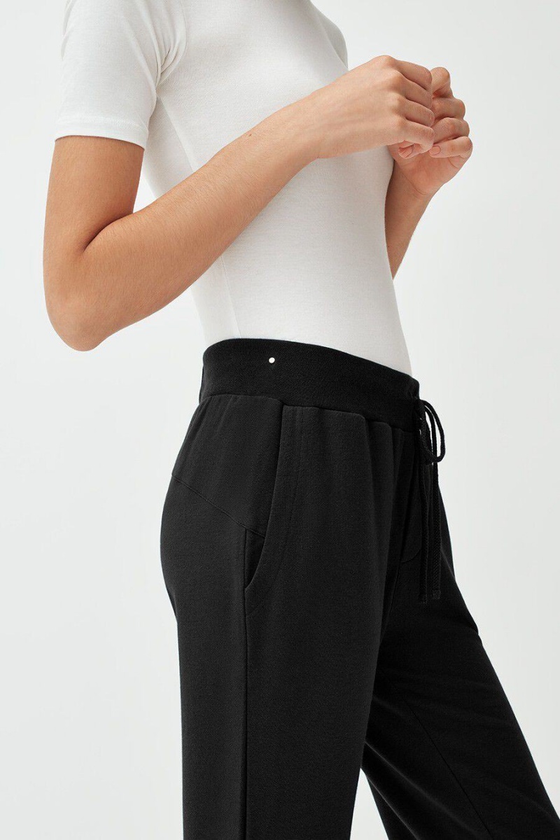 Pantalon Cuyana French Terry Tapered Lounge Mujer Negras | NGR5545PM
