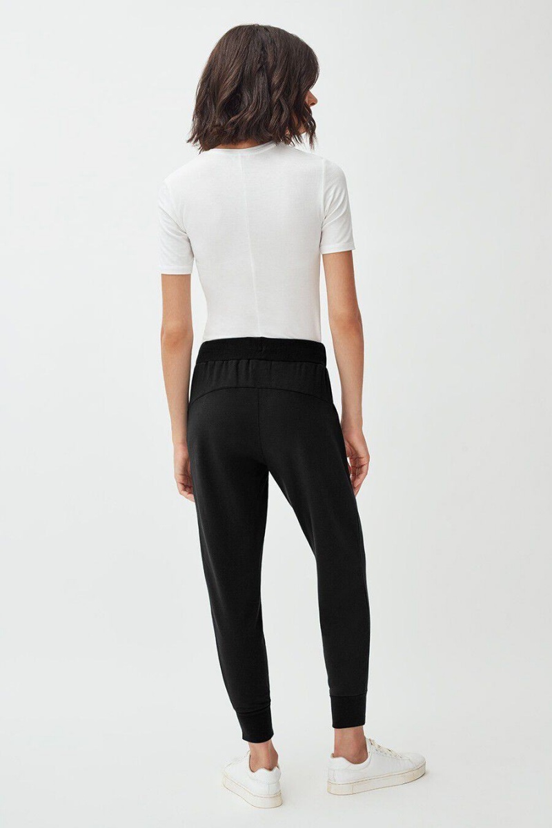 Pantalon Cuyana French Terry Tapered Lounge Mujer Negras | NGR5545PM