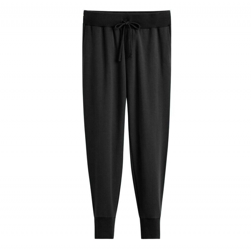 Pantalon Cuyana French Terry Tapered Lounge Mujer Negras | NGR5545PM