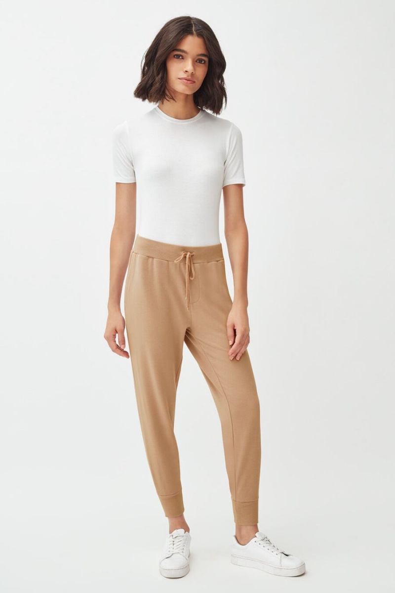 Pantalon Cuyana French Terry Tapered Lounge Mujer Marrones | DGF8827VP