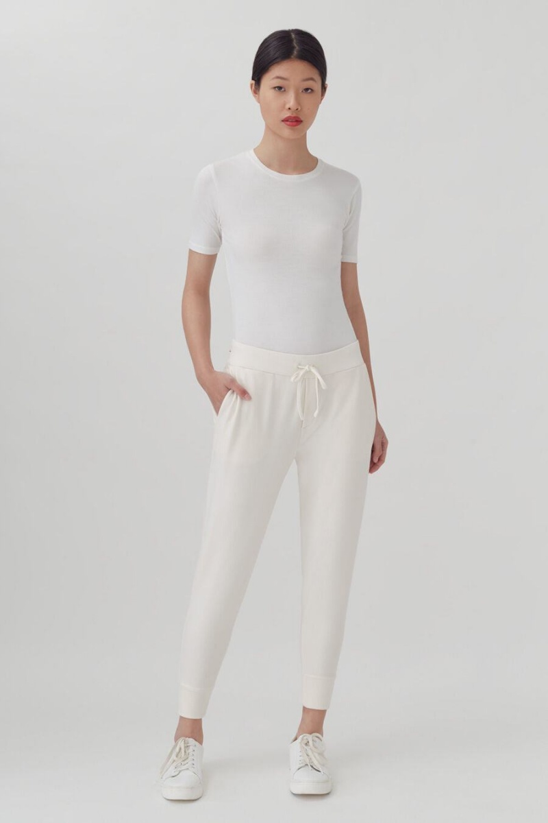 Pantalon Cuyana French Terry Tapered Lounge Mujer Blancas | CRW74FV