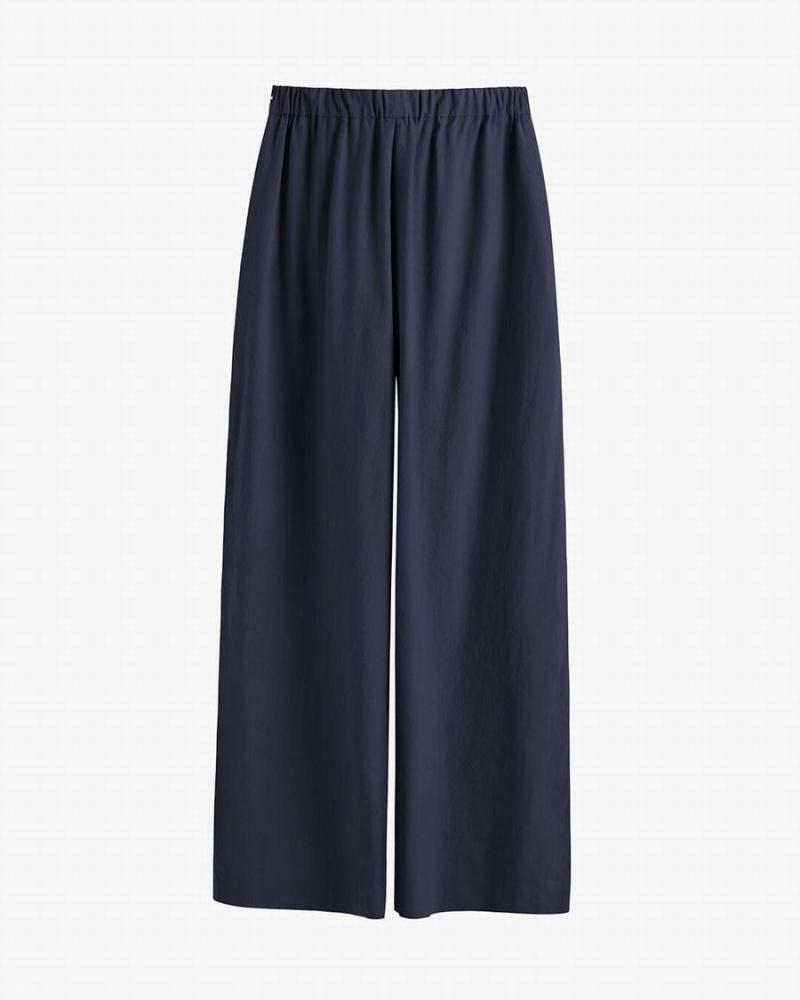 Pantalon Cuyana Linen Anchos Leg Mujer Azul Marino | QFI7969MC