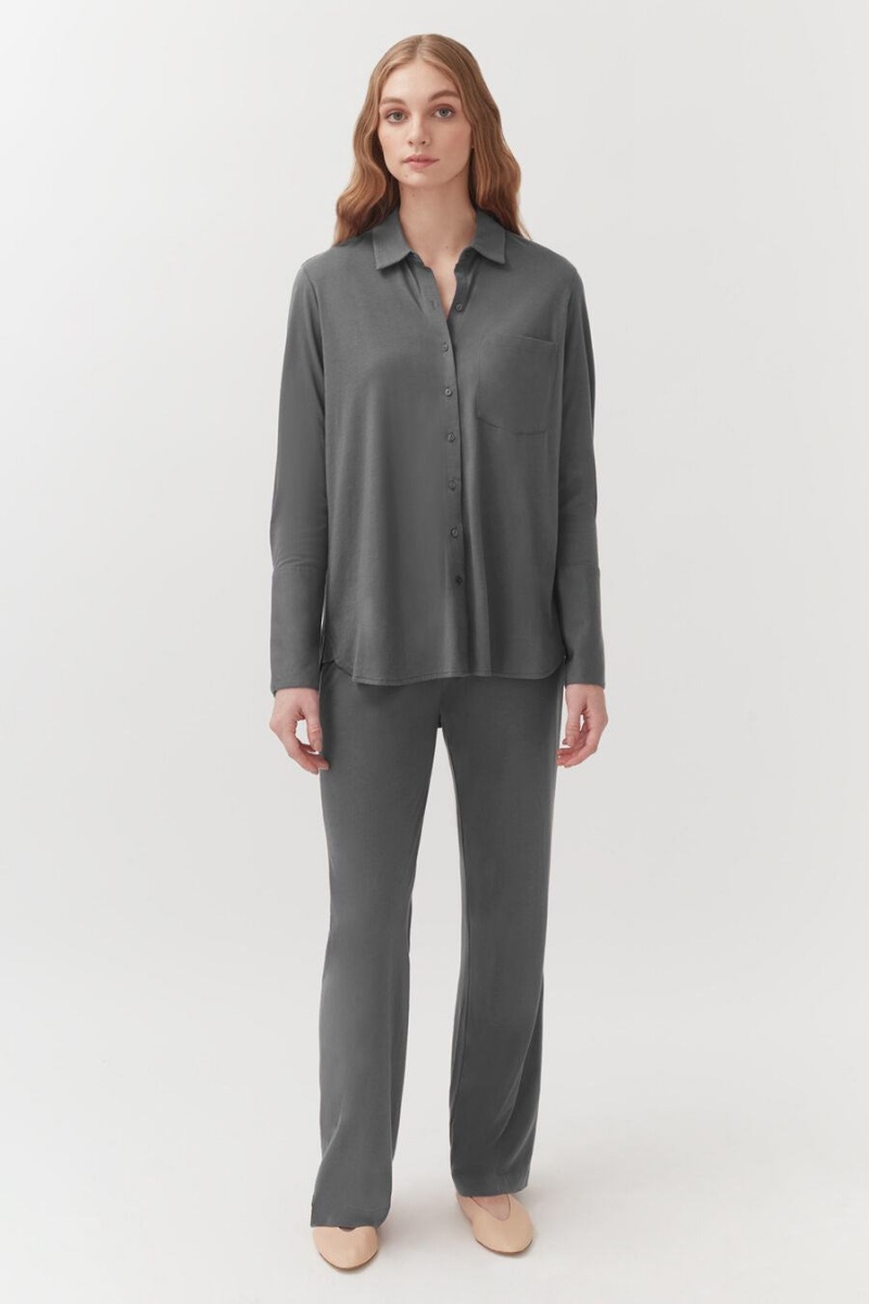 Pantalon Cuyana Organic Pima Classic Mujer Gris | QBK1820WD