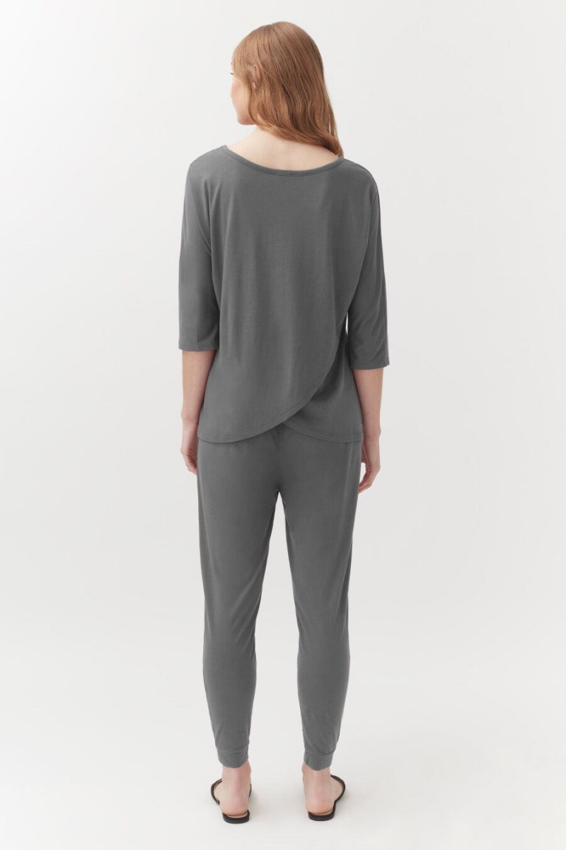 Pantalon Cuyana Organic Pima Tapered Mujer Gris | GKX6363OY