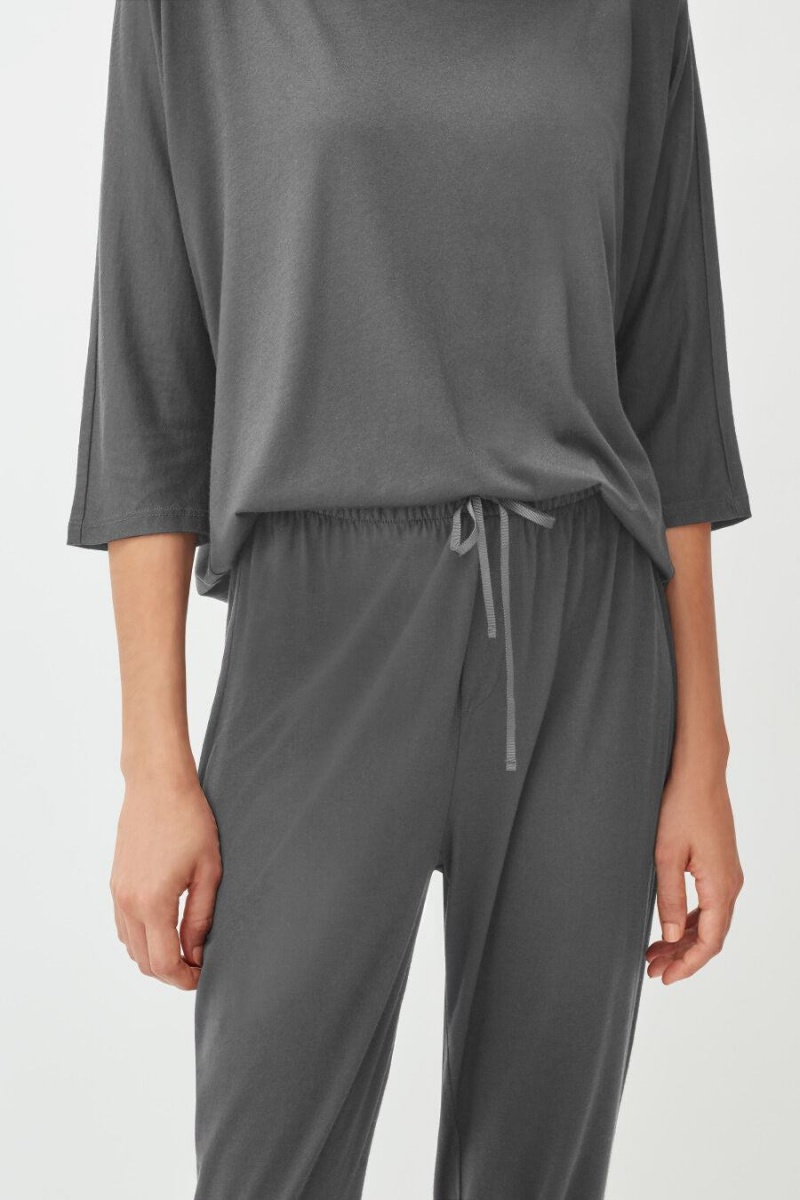 Pantalon Cuyana Organic Pima Tapered Mujer Gris | GKX6363OY