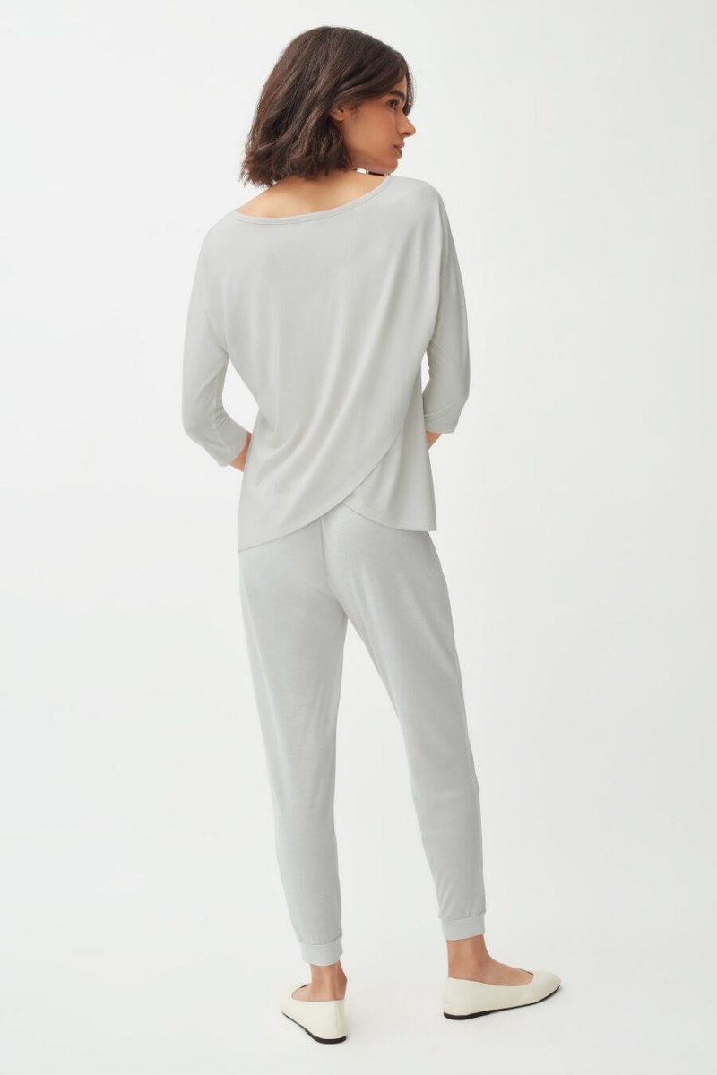 Pantalon Cuyana Organic Pima Tapered Mujer Gris | NMO564BI